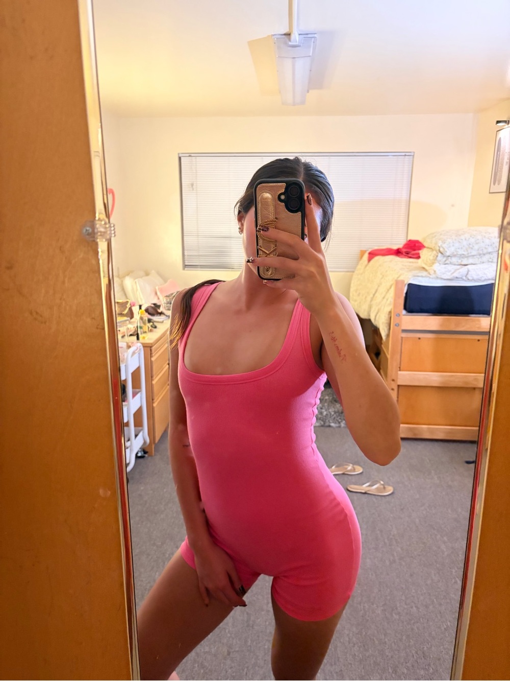 **limited edition** pink candy SKIMS Hot Pink Ribbed Tank Bodysuit Romper